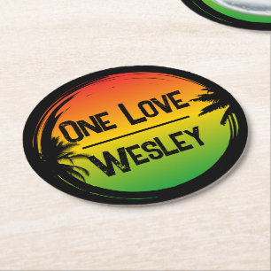 Porta-copo De Papel Redondo One Love Jamaican Rasta Tropical Palms