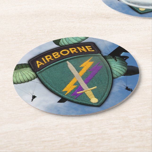 Porta-copo De Papel Redondo Operações psicológicas do Exército USACAPOC(A) (Angulado)