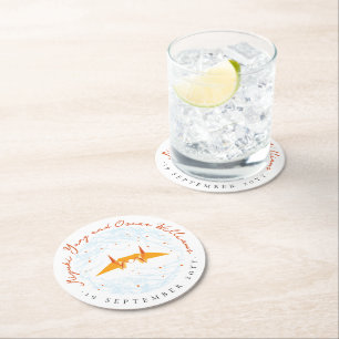 Porta-copo De Papel Redondo Orange Origami Paper Cranes Ramificações Asiáticas