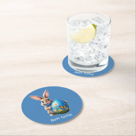 Porta-copo De Papel Redondo Osterhase blauer Schleife -