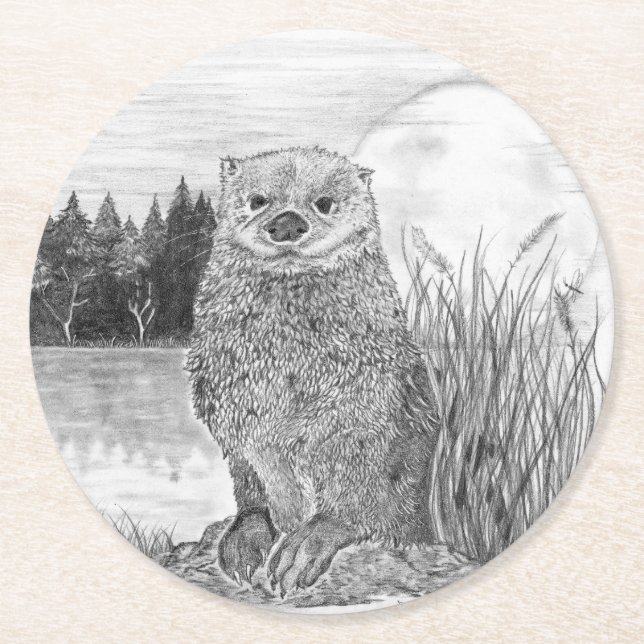 Porta-copo De Papel Redondo Otter (Frente)