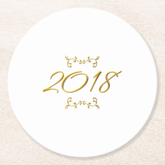 Porta-copo De Papel Redondo Ouro 3-D Procura 2018 (Frente)