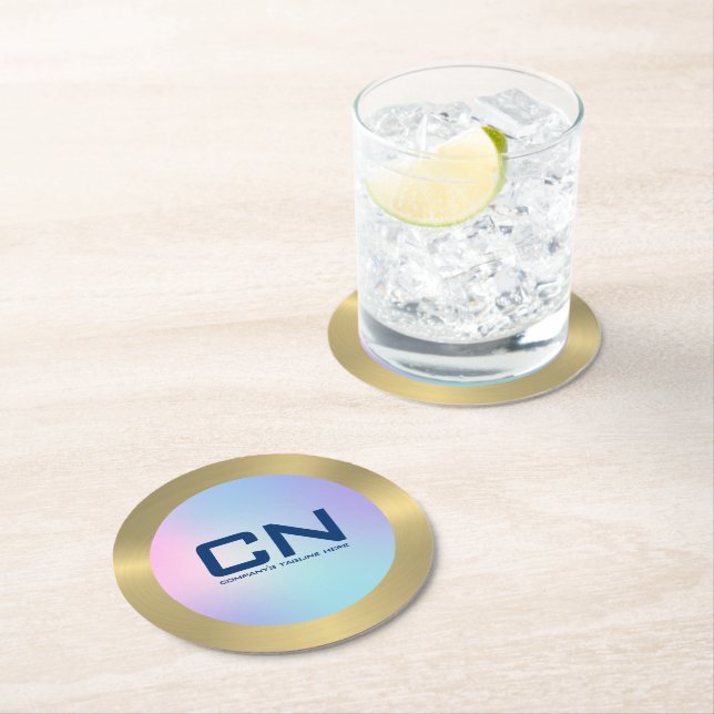 Porta-copo De Papel Redondo Ouro branco, rosa e azul (Insitu)