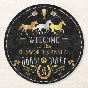 Porta-copo De Papel Redondo Ouro do preto do art deco do partido do dia de