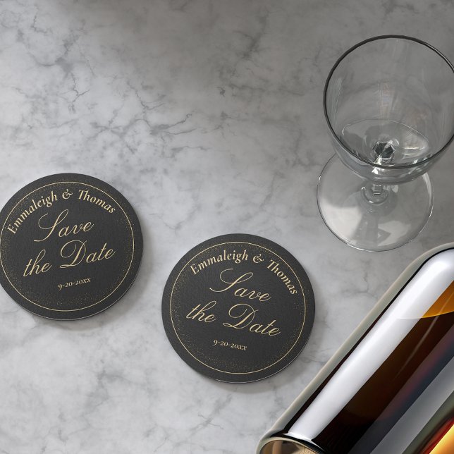 Porta-copo De Papel Redondo Ouro preto - Diminuir a data (Criador carregado)