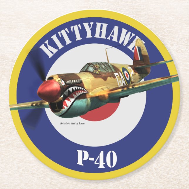 Porta-copo De Papel Redondo P-40 Kittyhawk (Frente)