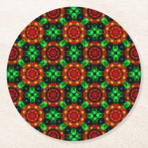 Porta-copo De Papel Redondo Padrão Abstrato Floral Moderno Boho Elegante #504