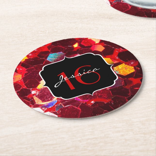 Porta-copo De Papel Redondo Padrão brilhante brilhante abstrato de mosaico ver (Angulado)