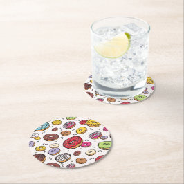 Porta-copo De Papel Redondo Padrão contínuo de Donuts