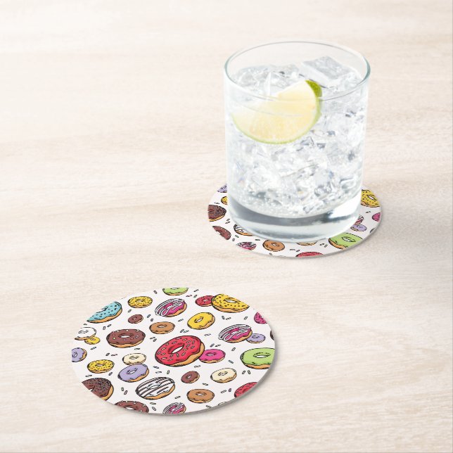 Porta-copo De Papel Redondo Padrão contínuo de Donuts (Insitu)