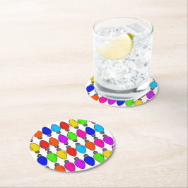 Porta-copo De Papel Redondo Padrão das lâmpadas de Natal