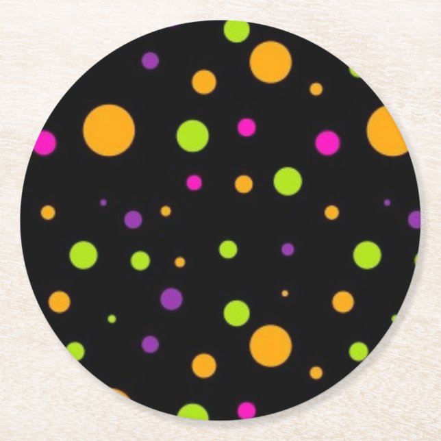 Porta-copo De Papel Redondo padrão de bolinhas (Frente)