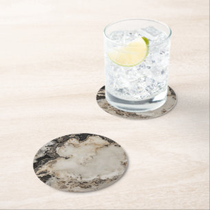 Porta-copo De Papel Redondo Padrão de Cor da Natureza do Marble