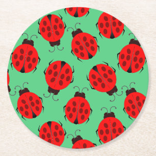 Porta-copo De Papel Redondo Padrão de Ladybug Vermelho