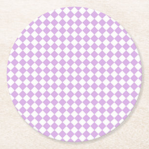 Porta-copo De Papel Redondo Padrão do verificador roxo e branco