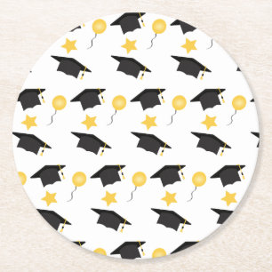 Porta-copo De Papel Redondo Padrão dos balões de chapéu amarelo preto