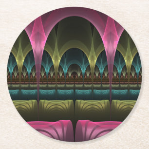 Porta-copo De Papel Redondo Padrão especial de fantasia Abstrato - Fractal col