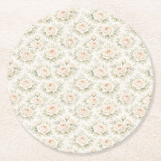 Porta-copo De Papel Redondo Padrão Floral Nupcial