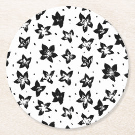 Porta-copo De Papel Redondo Padrão Floral Reconstruído - Gótico acromático