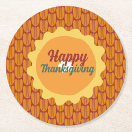 Porta-copo De Papel Redondo padrão pecan de ação de graças apressado