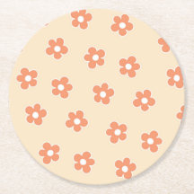Padrão Preppy Peach White Hippie Flower
