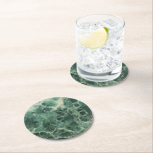 Porta-copo De Papel Redondo Padrão Verde Marble