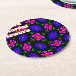 Porta-copo De Papel Redondo Padrões de flores rosa adoráveis