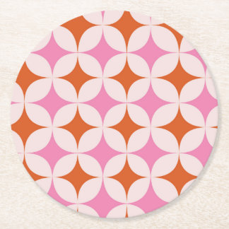 Porta-copo De Papel Redondo Padrões de Starbursts Retro do meio século Cor - d