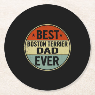 Porta-copo De Papel Redondo Pai Terrier Mens Best Boston Ever Estilo Retroativ