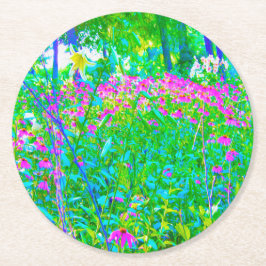 Porta-copo De Papel Redondo Paisagem do Jardim Impressionista Azul Aqua