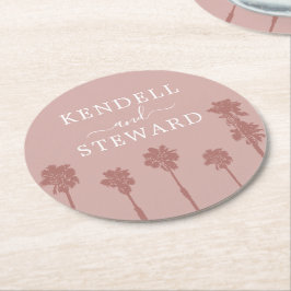 Porta-copo De Papel Redondo Palm Tree Romance Wedding Suite - Porta copos de P