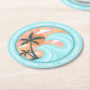 Porta-copo De Papel Redondo Palmeiras tropicais das ilhas havaianas