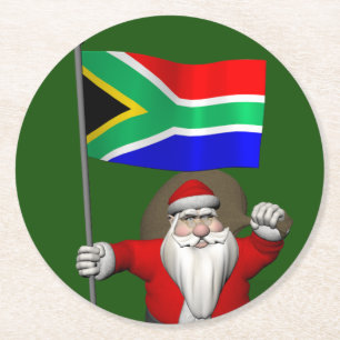 Porta-copo De Papel Redondo Papai Noel Com Alferes Da África Do Sul