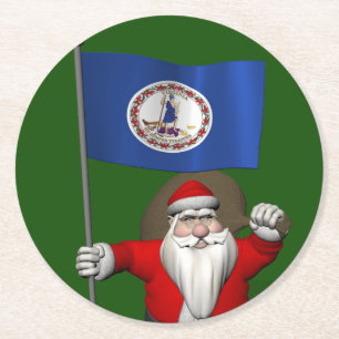 Porta-copo De Papel Redondo Papai Noel Com Alferes Da Virgínia