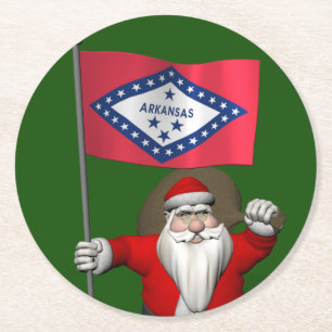 Porta-copo De Papel Redondo Papai Noel Com Alferes De Arkansas