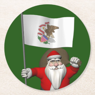 Porta-copo De Papel Redondo Papai Noel Com Alferes De Illinois