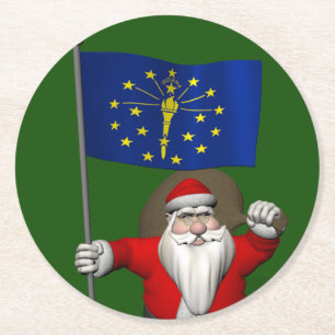 Porta-copo De Papel Redondo Papai Noel Com Alferes De Indiana