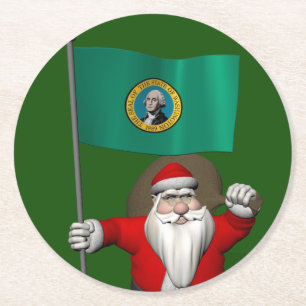 Porta-copo De Papel Redondo Papai Noel Com Alferes De Washington