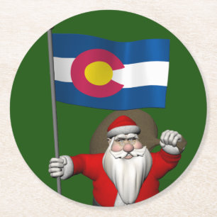 Porta-copo De Papel Redondo Papai Noel Com Alferes Do Colorado