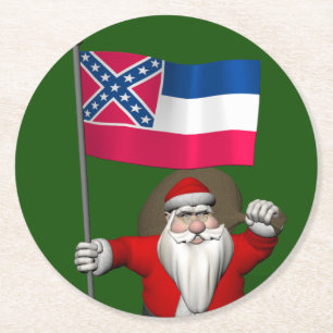 Porta-copo De Papel Redondo Papai Noel Com Alferes Do Mississippi