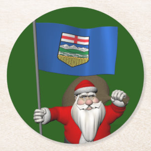Porta-copo De Papel Redondo Papai Noel Com Bandeira De Alberta CDN