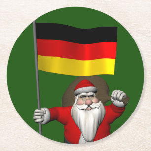Porta-copo De Papel Redondo Papai Noel engraçado com a bandeira de Alemanha