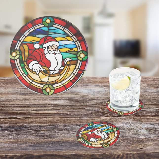 Porta-copo De Papel Redondo Papais noeis chegando à paisagem (Criador carregado)