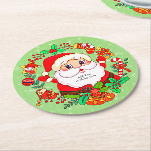Porta-copo De Papel Redondo Papais noeis de Natal empilhando canas presentes H