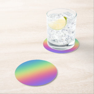 Porta-copo De Papel Redondo Papel de Coasters com Gradiente de Arco-íris Profu
