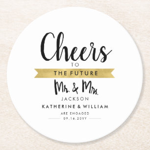 Porta-copo De Papel Redondo Parabéns ao Futuro Sr. e Sra. Personalizado Único