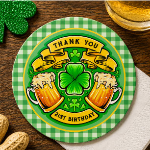 Porta-copo De Papel Redondo Parabéns St. Patrick's Day Trevo Aniversário de 21