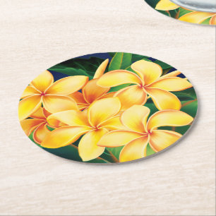 Porta-copo De Papel Redondo Paraíso Tropical Plumeria Havaiana