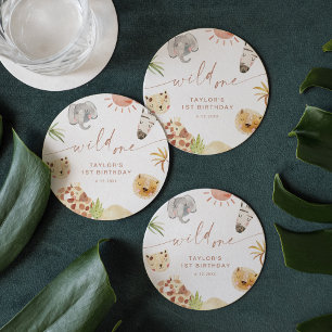 Porta-copo De Papel Redondo Partido primeiro aniversario SAFARI