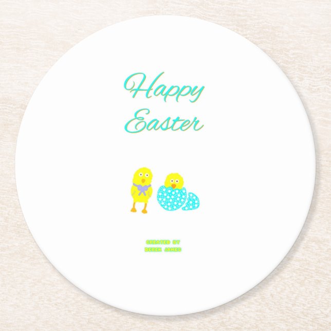Porta-copo De Papel Redondo Páscoa Hatchlings Porta copos redonda de papel (Frente)